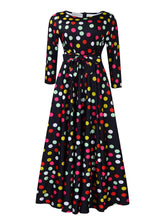 Load image into Gallery viewer, Women Clothing Spring Elegant Graceful Printed Lace up Large Dress