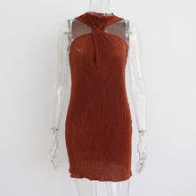 Load image into Gallery viewer, Round Neck Twisted off Shoulder Short Dress Women Summer Pleated Sexy Dress