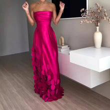Load image into Gallery viewer, Stitching round Satin Sexy Tube Top High Waist Dress Evening Dress