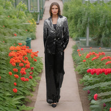 Load image into Gallery viewer, Elegant Light Luxury Long Sleeve Two Piece Sets Autumn Sequin Design High Sense Slimming