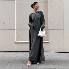 Load image into Gallery viewer, Women Knitted Long Sleeve Cardigan Sling Dress Set Autumn Soft Blouse