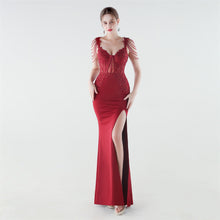Load image into Gallery viewer, Heavy Industry Boning Corset Waist Binding Rhinestone Floral Evening Dress