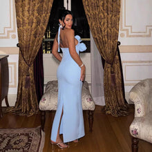 Load image into Gallery viewer, Women Clothing Three Dimensional Floral Sexy Halter Backless Split Dress