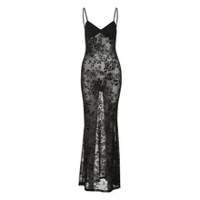 Load image into Gallery viewer, Spring Summer Women Mesh Sexy See through V neck Backless Slim Fit Sling Dress