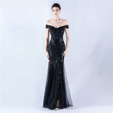 Load image into Gallery viewer, Dress Craft Beaded Mesh Sequin Evening Dress Annual Meeting Performance Host