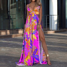 Load image into Gallery viewer, Sundress Spring New Leaf Four-Sided Stretch Dress Bohemian off-the-Shoulder Strap Tube Top Mop Dress Boho Vacation Maxi Dresses
