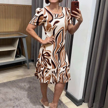 Load image into Gallery viewer, Women Casual Elegant round Neck Short Sleeve A line Pleated Dress