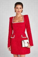 Load image into Gallery viewer, Elegant Slim Fit Slimming U Neck Long Sleeved Beaded Classic Dress Women