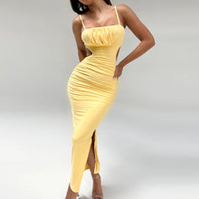 Load image into Gallery viewer, Women Cami Dress Sexy Backless Ruffle Hip Side Slit Maxi Dress