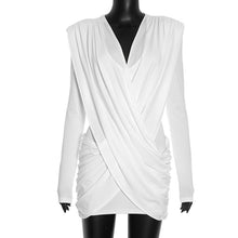 Load image into Gallery viewer, Women Autumn Winter Sexy Solid Color Long Sleeve Deep V Plunge neck Slim Sheath Dress