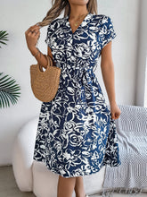 Load image into Gallery viewer, Spring Summer Casual V neck Buttons Batwing Sleeve Floral Swing Dress Women Clothing