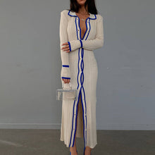 Load image into Gallery viewer, Slim Collared Patchwork Women Long Sleeved Cardigan Dress