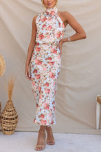 Load image into Gallery viewer, Mature Elegant Women Sleeveless Halter Printed Satin Dress