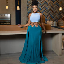Load image into Gallery viewer, Sexy Lace up Backless High Slit Dress Women Solid Color