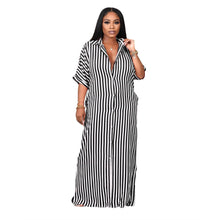 Load image into Gallery viewer, Women Clothing Striped Shirt Women Dress Split Dress French Dress
