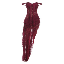 Load image into Gallery viewer, Women Clothing Summer Lace Sexy Slim Fit Tied Hollow Out Cutout out See through Irregular Asymmetric Tube Top Dress