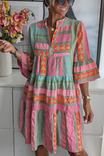 Load image into Gallery viewer, Women Stand Alone Autumn Clothing Printed V-neck Three Quarter Sleeve Dress