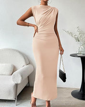 Load image into Gallery viewer, Women Clothing Shein Sleeveless Back Slit Pleated Tight Dress
