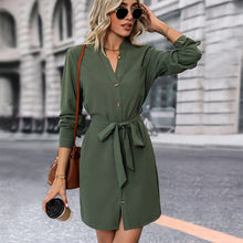 Load image into Gallery viewer, Autumn Women Clothing Solid Color Long Sleeve Dress