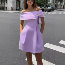 Load image into Gallery viewer, Spring Summer Waist Belt Off Shoulder Dress Casual Party Dress Dress Women