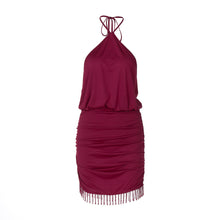 Load image into Gallery viewer, Women Clothing Autumn Lace Halter Sexy Backless Crystal Tassels Slim Fit Sheath Dress