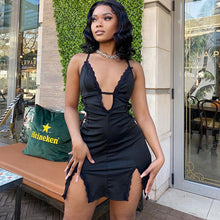 Load image into Gallery viewer, Women Clothing Suspender Cutout Street Hipster Lace Patchwork Slit Hip Dress