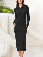 Load image into Gallery viewer, Autumn Winter Women Clothing Sexy Slit Slim Rib Button Long Sleeve Dress