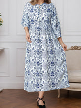 Load image into Gallery viewer, Women Printed Elegant Lace up Waist Controlled Long Sleeve Autumn Winter A line Dress
