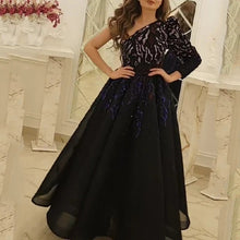 Load image into Gallery viewer, Evening Dress Cocktail Long Black Gold Annual Meeting Host Performance Dress