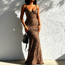 Load image into Gallery viewer, Sexy Leopard Strap Fishtail Maxi Dress
