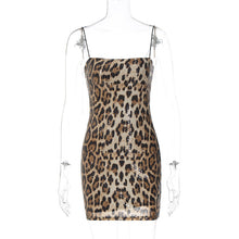 Load image into Gallery viewer, Sexy Leopard Print Street Nightclub All Match Strap Sequin Dress Women Clothing