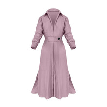 Load image into Gallery viewer, Autumn Office Lace Up Solid Color Waist Tight Long Sleeve Irregular Asymmetric Shirt Dress