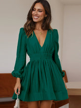 Load image into Gallery viewer, Autumn Winter Dress Women Clothing V neck Mid Length Dress Pleated Ruffled French Dress Dress