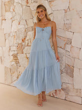 Load image into Gallery viewer, Women Clothing Sleeveless Splicing Sling Long Backless Lace up Large Swing Dress