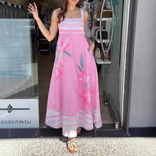 Load image into Gallery viewer, Summer Dress Printed off Neck Expansion Dress Vacation Maxi Dress