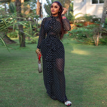 Load image into Gallery viewer, Outdoor Elegant Women Clothing Polka Dot Cinched Hip Dress Turtleneck Long Sleeve Travel Tight Dress