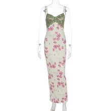 Load image into Gallery viewer, Summer Women Printed Lace Stitching Sexy Slim Hip Spaghetti Straps Dress