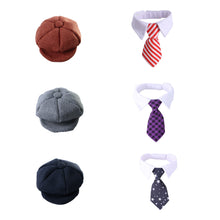 Load image into Gallery viewer, Vintage Flat Cap &amp; Tie Set for Dogs and Cats Gentleman Pet Costume Accessories