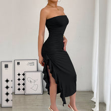 Load image into Gallery viewer, Autumn Winter Women Clothing Slim Fit Slit Wrapped Chest Bag Hip Sexy Dress