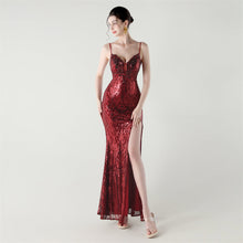 Load image into Gallery viewer, Bead Tube Craft Boning Corset Lace Waist Controlled Sequined Slim Slimming Cocktail Evening Dress