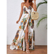 Load image into Gallery viewer, Real Shot Tropical Printing Thigh Fork Sling Dress