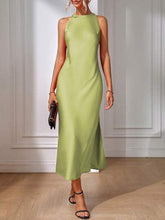 Load image into Gallery viewer, Satin Dress Women Clothing Spring Summer Sleeveless Split Satin Imitation Silk Maxi Dress
