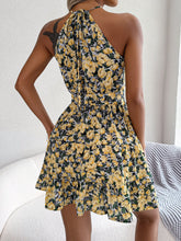 Load image into Gallery viewer, Spring Summer Casual Tied Lotus Leaf Large Swing Floral Dress Women Clothing