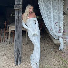 Load image into Gallery viewer, Autumn Winter Women Clothing off Neck Sexy Long Sleeve off Shoulder Lace Hollow Out Cutout out Slim Fit Fishtail