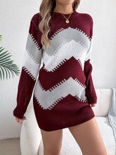 Load image into Gallery viewer, Real Shot Autumn Winter Casual Color Matching Lantern Sleeve Sweater Dress Women Clothing