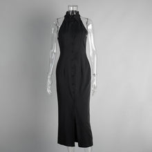 Load image into Gallery viewer, Simple Slit Maxi Dress Summer Polo Collar Sleeveless Dress Women