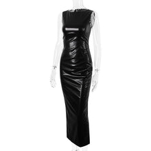 Load image into Gallery viewer, Women Dress Autumn Faux Leather Dress Split Maxi Dress Women Clothing Now