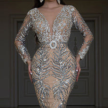 Load image into Gallery viewer, Women Clothing Dress Bronzing Long Sleeve Slim Sexy Fishtail Mopping Evening Dress