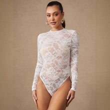 Load image into Gallery viewer, Spring Lace Long Sleeve Solid Color Sexy Slim Bottoming Women Jumpsuit