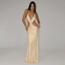 Load image into Gallery viewer, Summer Solid Color Street Hipster Deep V Plunge Halter Backless Slim Fit Dress